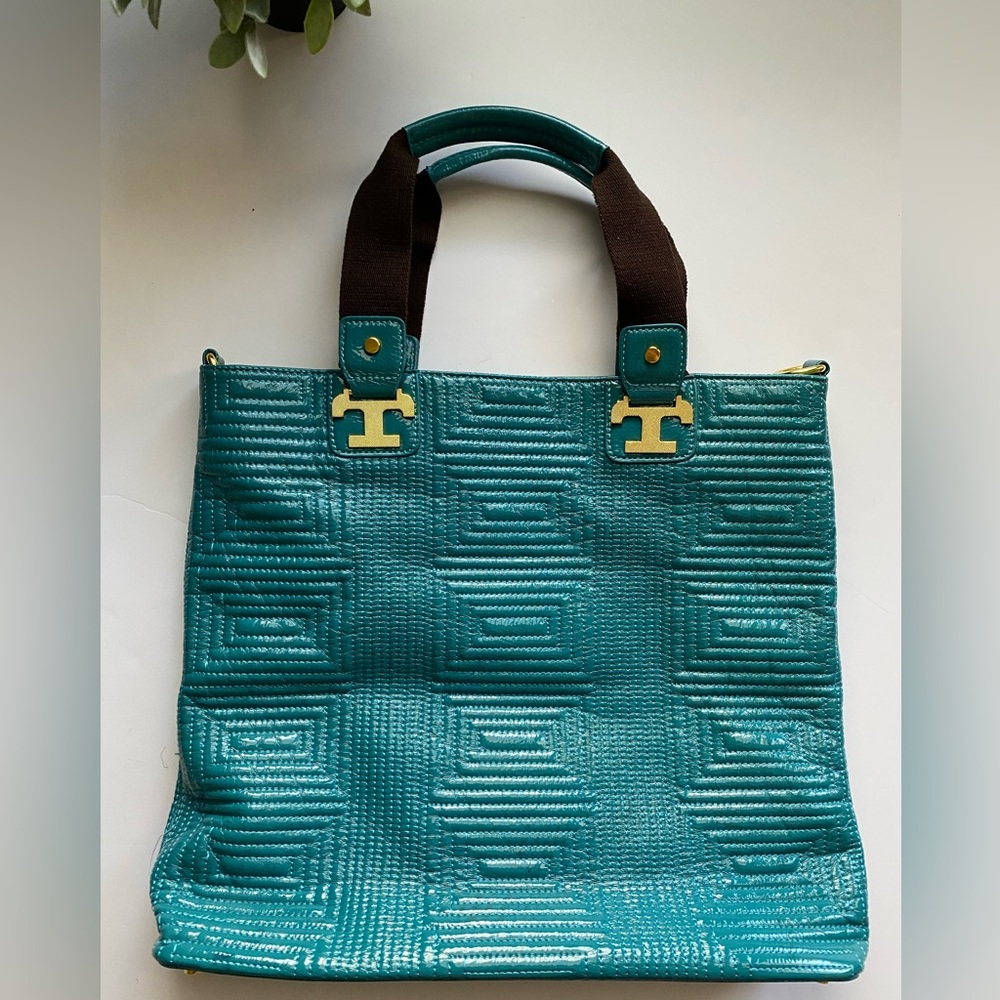 Laila Rowe turquoise tote bag . - Picture 3 of 12
